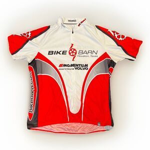 Sugoi Men's 2XL Red Black "Bike Barn" Cycling Houston Bicycle Racing Hip Pockets